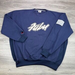 Fubu Sport Sweatshirt Mens 3XL Navy Blue Boxy Spellout Oversized Hip Hop 90s Y2K